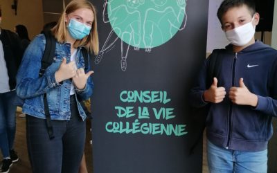 Lilou et Adrien au Conseil Départemental de la Vie Collégienne